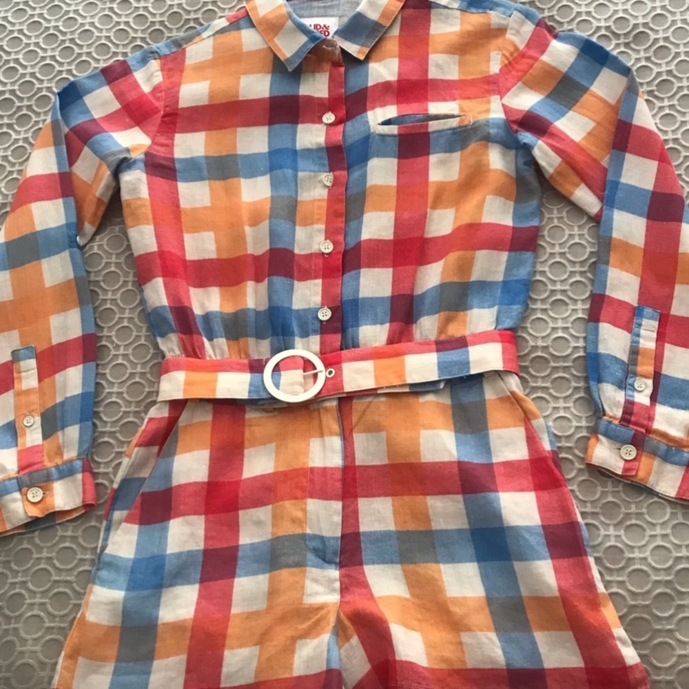 Solid  and Striped 🌈 Long Sleeve Shorts Belted Romper Plaid Colorful Rainbow